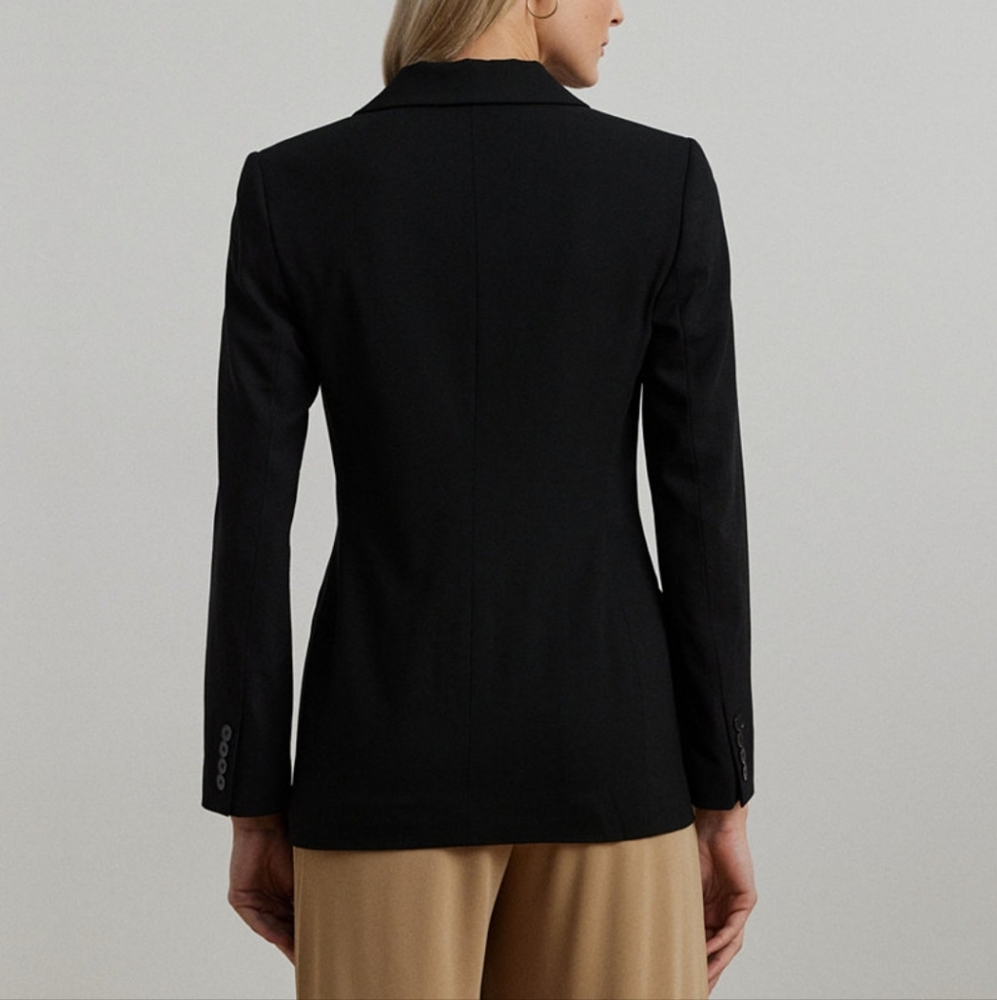 NWT RALPH LAUREN | $345 Double-breasted Wool Crepe Blazer - Picture 3 of 8